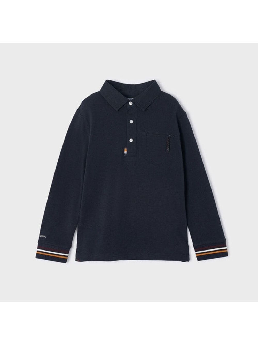 Size 2 Toddler Boys Mayoral Blue Long-Sleeve Polo Shirt Classic Design - Picture 2 of 3
